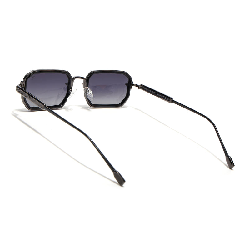 Rectangle Polarized Sunglasses (Black Lens | Gun Matel Frame - SLPMG9080)