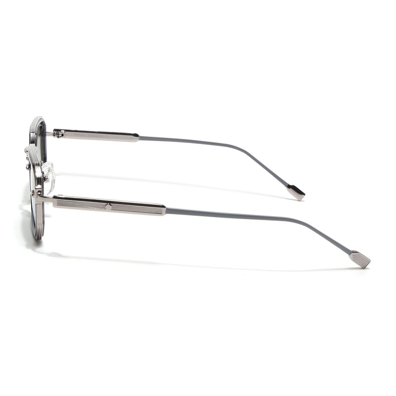 Rectangle Polarized Sunglasses (Green Lens | Silver Frame - SLPMG9081)
