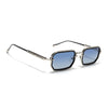 Rectangle Polarized Sunglasses (Blue Lens | Silver Frame - SLPMG9082)