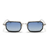 Rectangle Polarized Sunglasses (Blue Lens | Silver Frame - SLPMG9082)