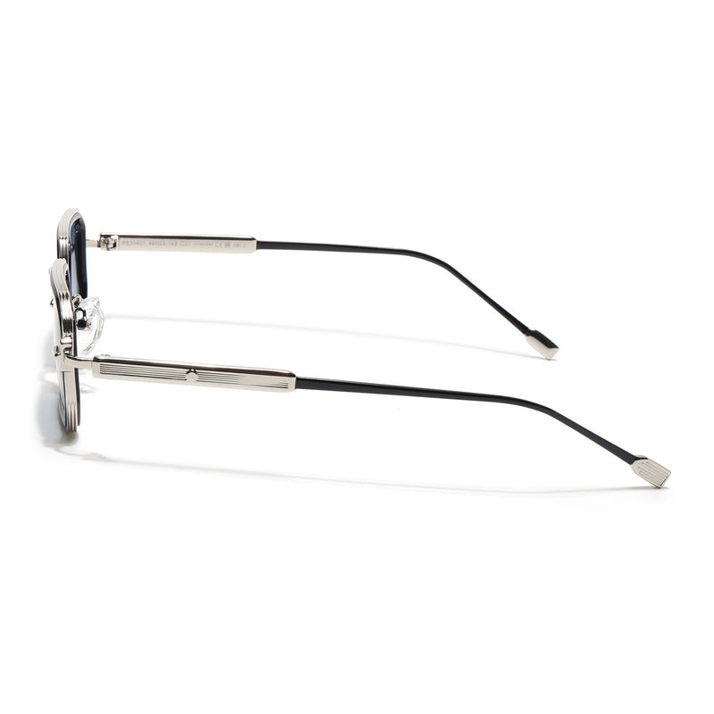 Rectangle Polarized Sunglasses (Blue Lens | Silver Frame - SLPMG9082)