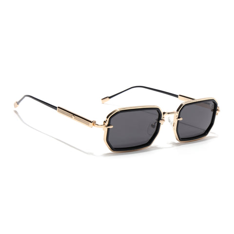 Rectangle Polarized Sunglasses (Black Lens | Golden Frame - SLPMG9083)