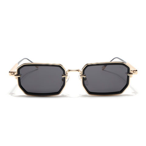 Rectangle Polarized Sunglasses (Black Lens | Golden Frame - SLPMG9083)