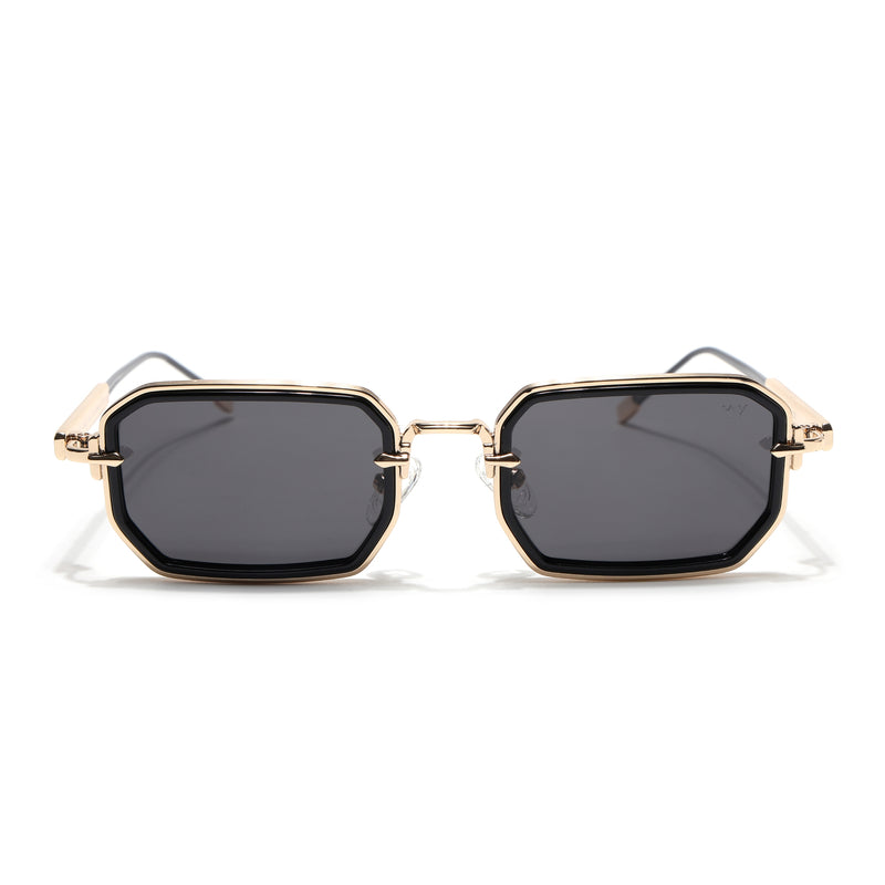 Rectangle Polarized Sunglasses (Black Lens | Golden Frame - SLPMG9083)