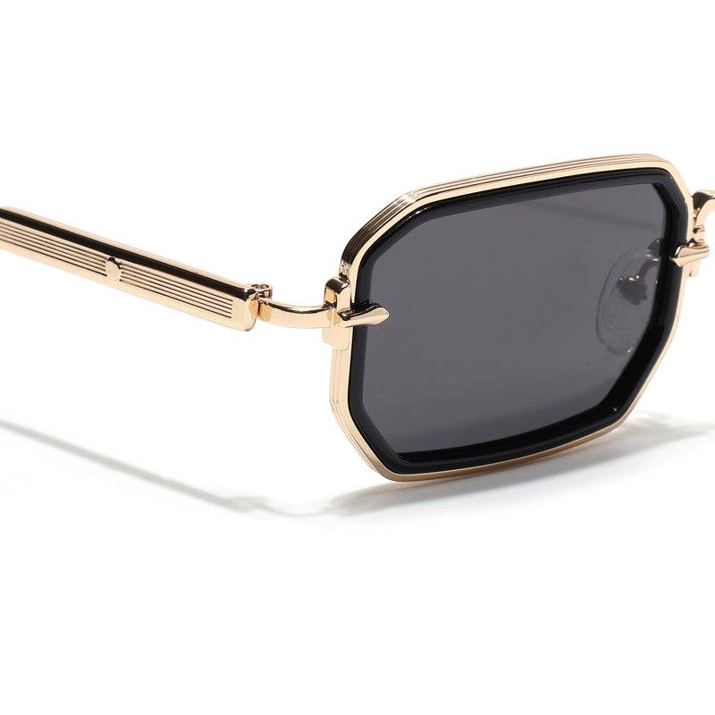 Rectangle Polarized Sunglasses (Black Lens | Golden Frame - SLPMG9083)