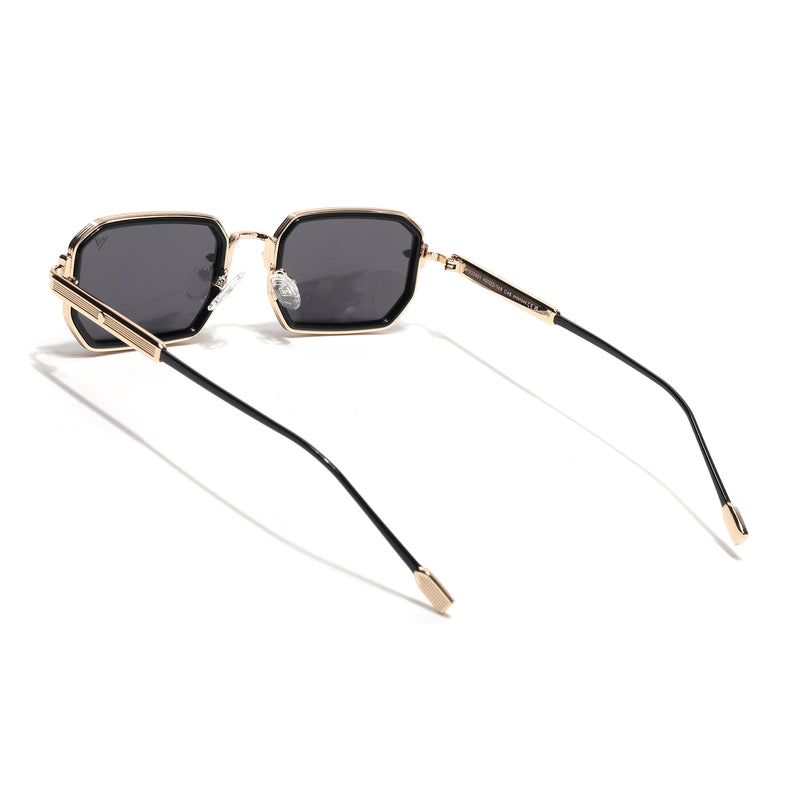 Rectangle Polarized Sunglasses (Black Lens | Golden Frame - SLPMG9083)