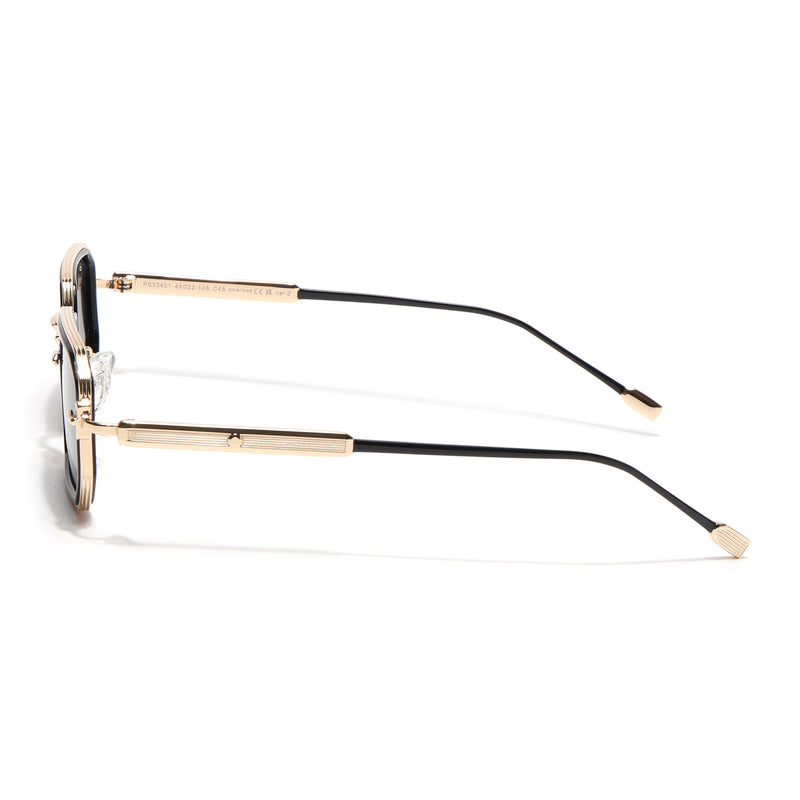 Rectangle Polarized Sunglasses (Black Lens | Golden Frame - SLPMG9083)