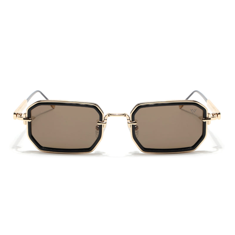 Rectangle Polarized Sunglasses (Olive Lens | Golden Frame - SLPMG9084)