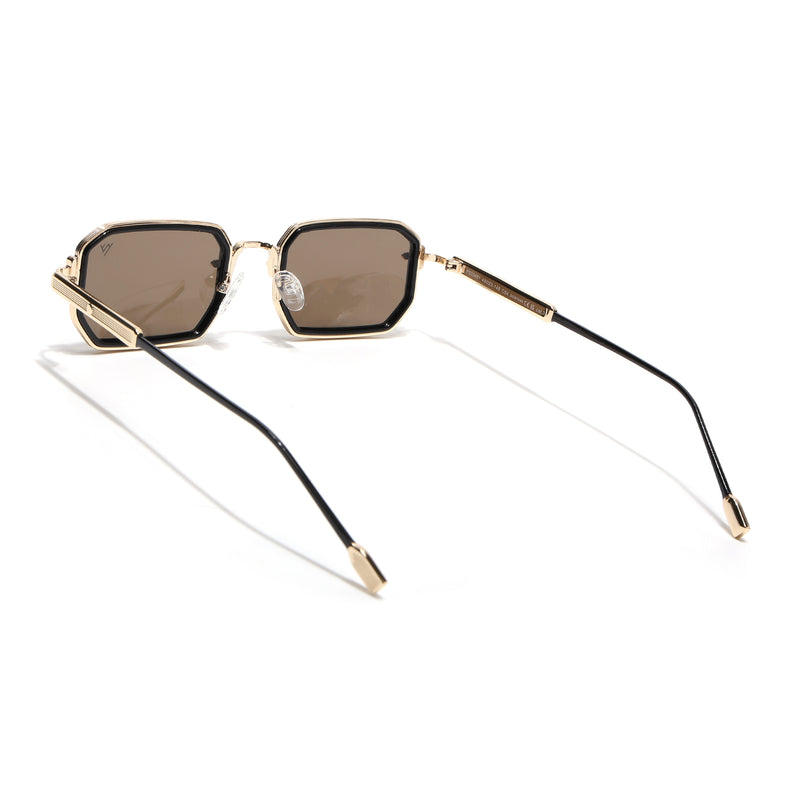 Rectangle Polarized Sunglasses (Olive Lens | Golden Frame - SLPMG9084)