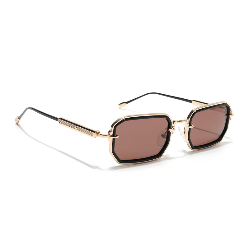 Rectangle Polarized Sunglasses (Brown Lens | Golden Frame - SLPMG9085)