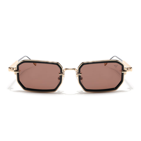 Rectangle Polarized Sunglasses (Brown Lens | Golden Frame - SLPMG9085)