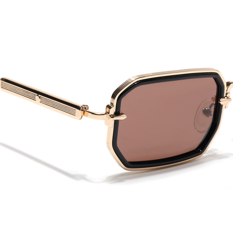 Rectangle Polarized Sunglasses (Brown Lens | Golden Frame - SLPMG9085)