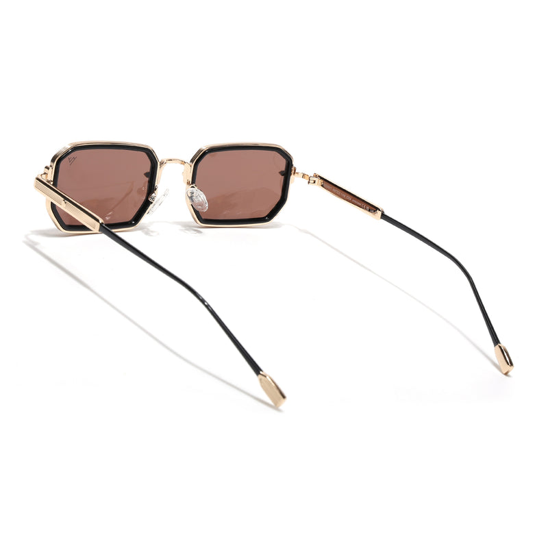 Rectangle Polarized Sunglasses (Brown Lens | Golden Frame - SLPMG9085)