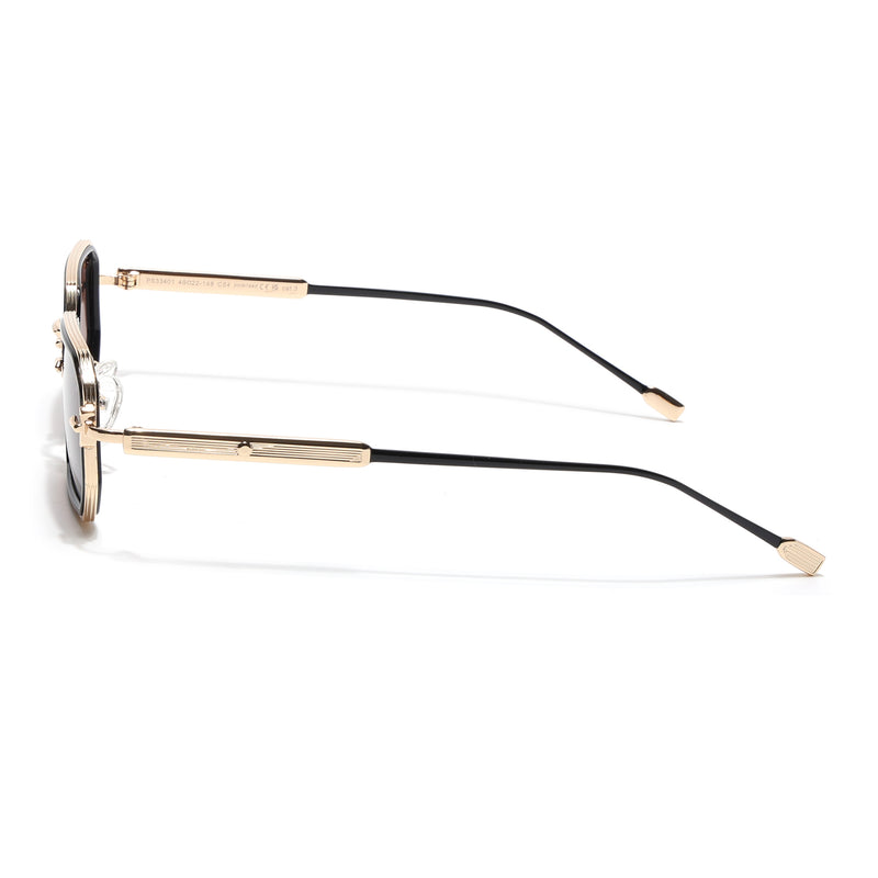 Rectangle Polarized Sunglasses (Brown Lens | Golden Frame - SLPMG9085)