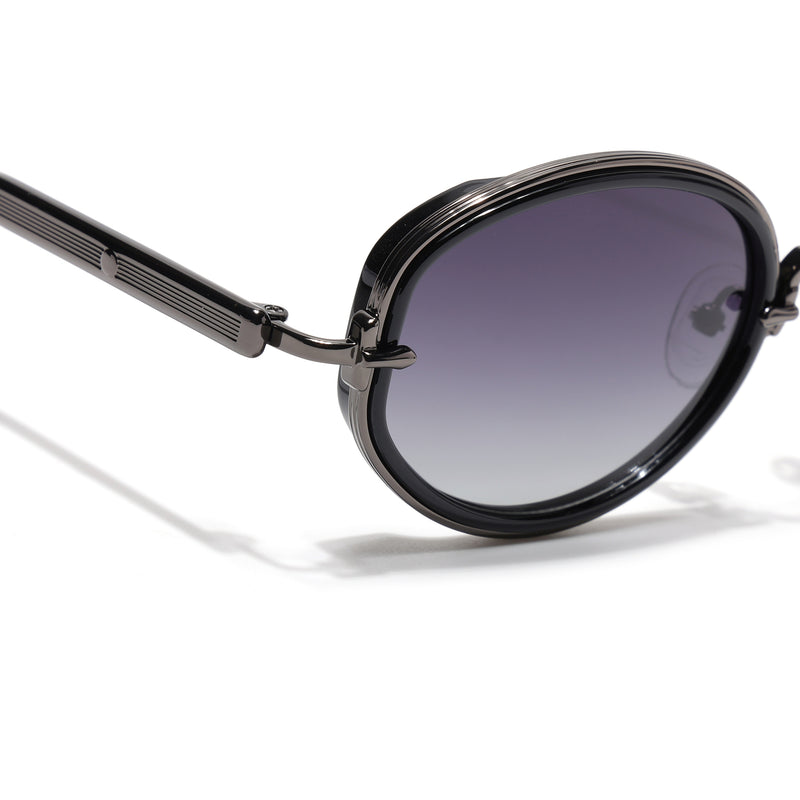 Oval Polarized Sunglasses (Black Lens | Gun Matel Frame - SLPMG9069)