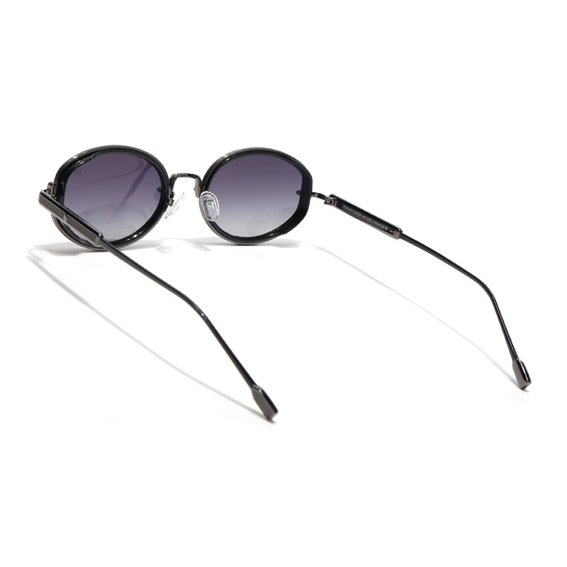 Oval Polarized Sunglasses (Black Lens | Gun Matel Frame - SLPMG9069)
