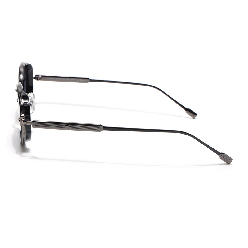 Oval Polarized Sunglasses (Black Lens | Gun Matel Frame - SLPMG9069)