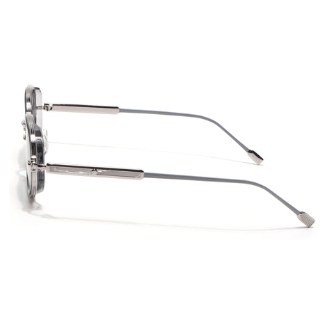 Oval Polarized Sunglasses (Green Lens | Silver Frame - SLPMG9070)