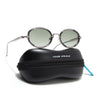 Oval Polarized Sunglasses (Green Lens | Silver Frame - SLPMG9070)