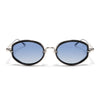 Oval Polarized Sunglasses (Blue Lens | Silver Frame - SLPMG9071)