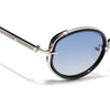 Oval Polarized Sunglasses (Blue Lens | Silver Frame - SLPMG9071)