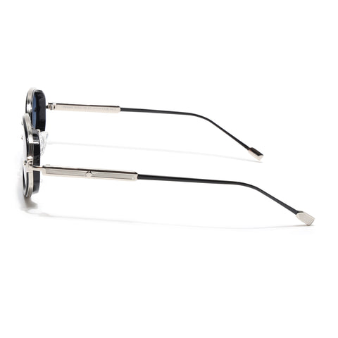 Oval Polarized Sunglasses (Blue Lens | Silver Frame - SLPMG9071)