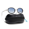 Oval Polarized Sunglasses (Blue Lens | Silver Frame - SLPMG9071)