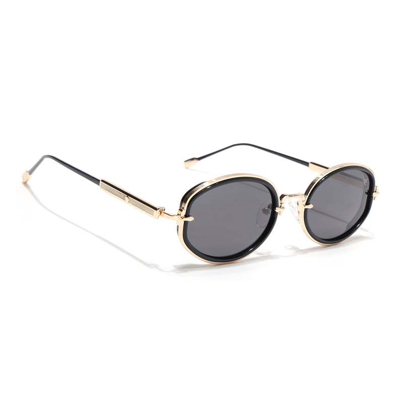 Oval Polarized Sunglasses (Black Lens | Golden Frame - SLPMG9072)