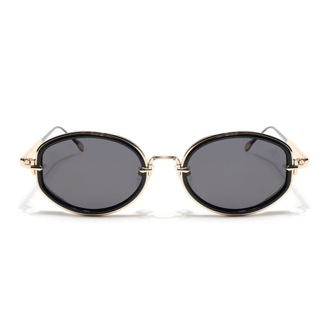 Oval Polarized Sunglasses (Black Lens | Golden Frame - SLPMG9072)