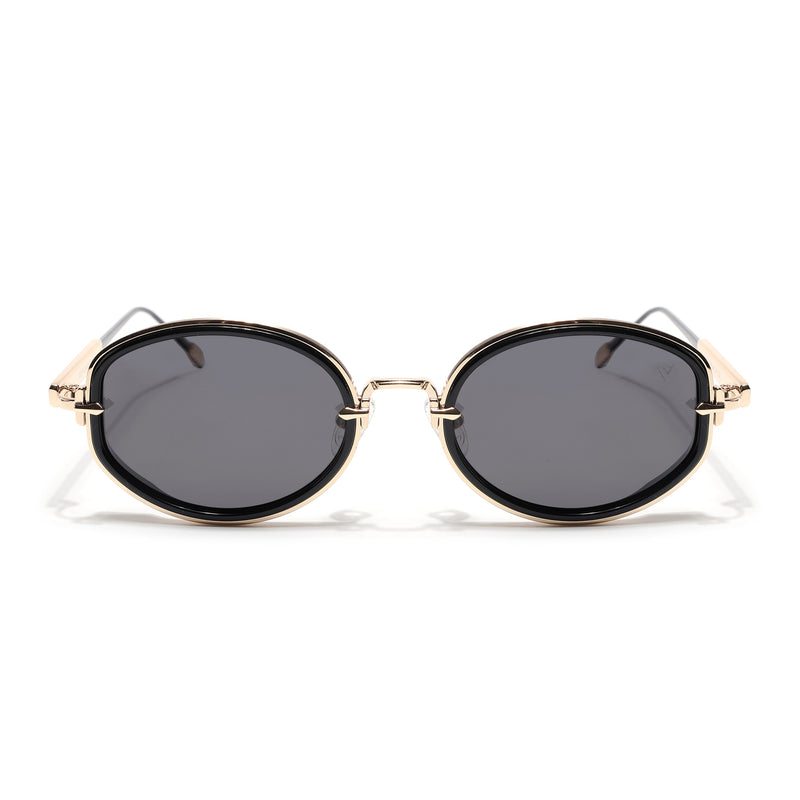 Oval Polarized Sunglasses (Black Lens | Golden Frame - SLPMG9072)