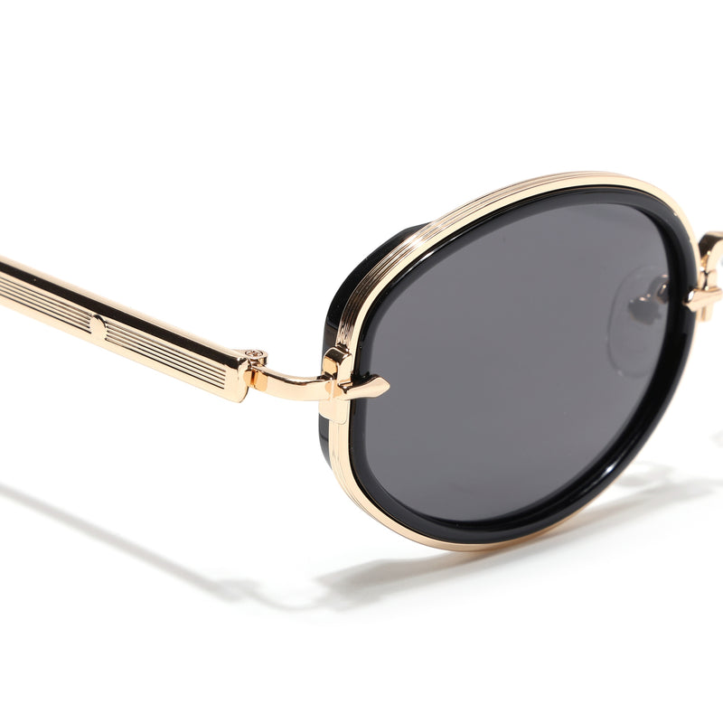 Oval Polarized Sunglasses (Black Lens | Golden Frame - SLPMG9072)
