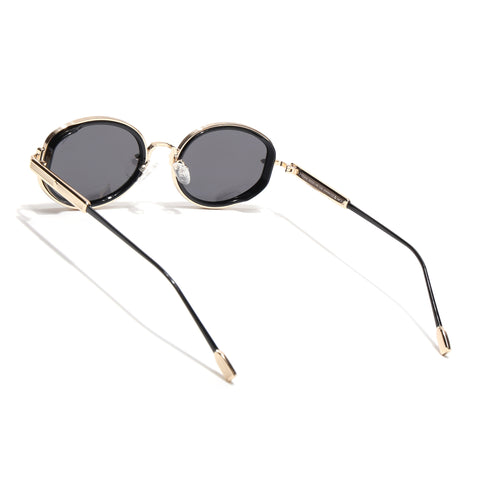 Oval Polarized Sunglasses (Black Lens | Golden Frame - SLPMG9072)