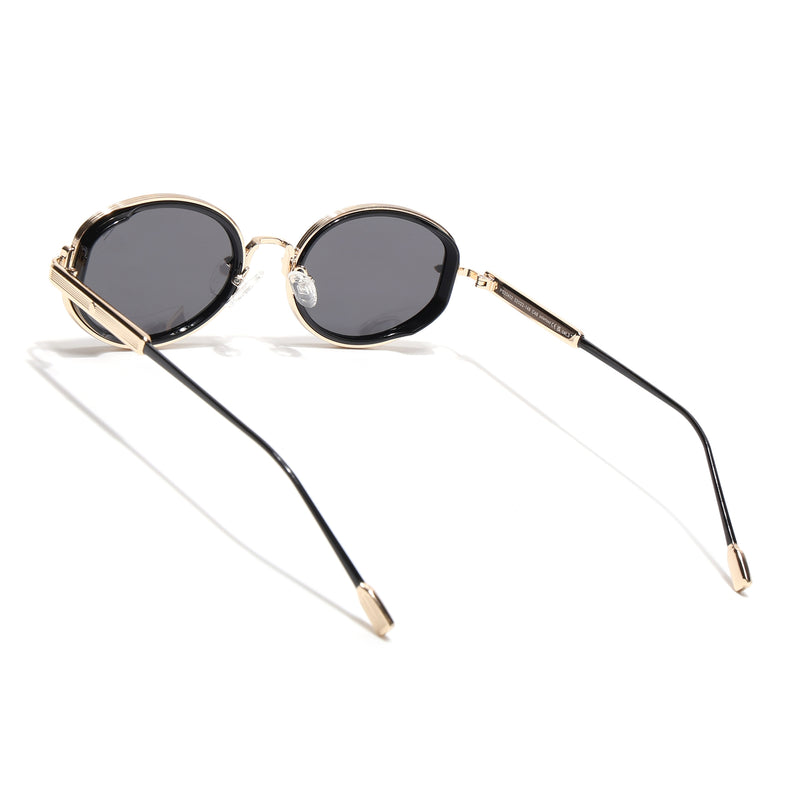 Oval Polarized Sunglasses (Black Lens | Golden Frame - SLPMG9072)