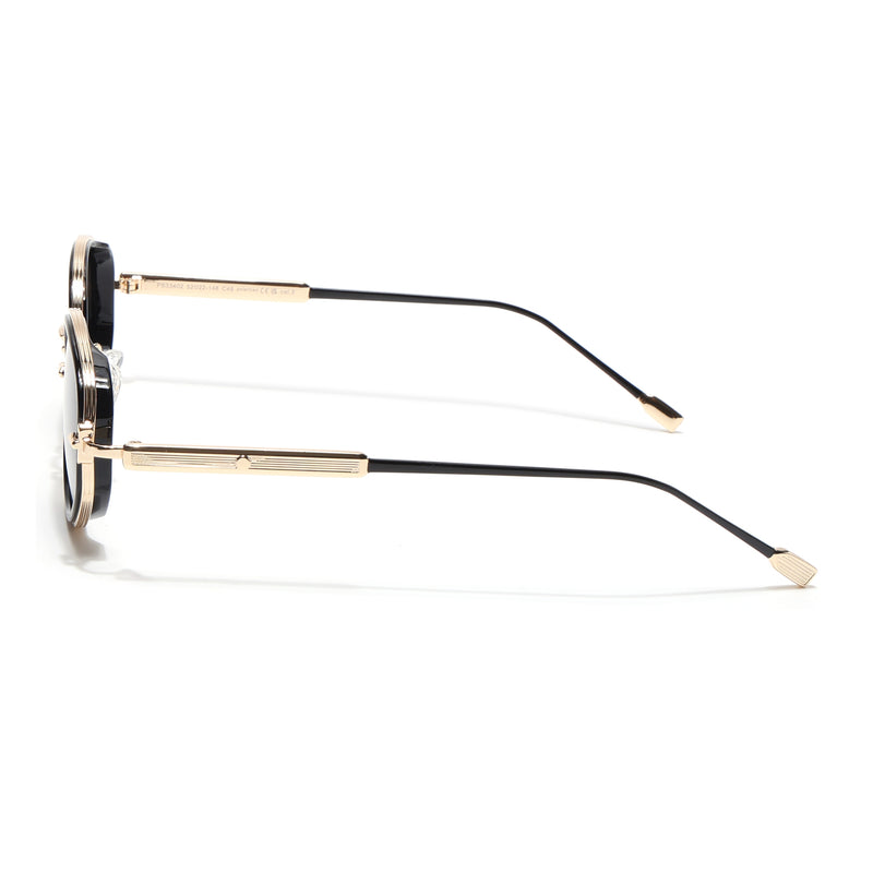 Oval Polarized Sunglasses (Black Lens | Golden Frame - SLPMG9072)