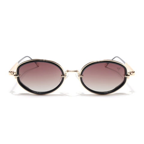 Oval Polarized Sunglasses (Brown Lens | Golden Frame - SLPMG9073)