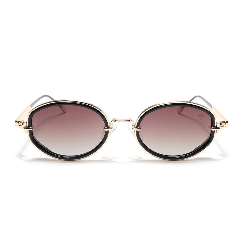 Oval Polarized Sunglasses (Brown Lens | Golden Frame - SLPMG9073)