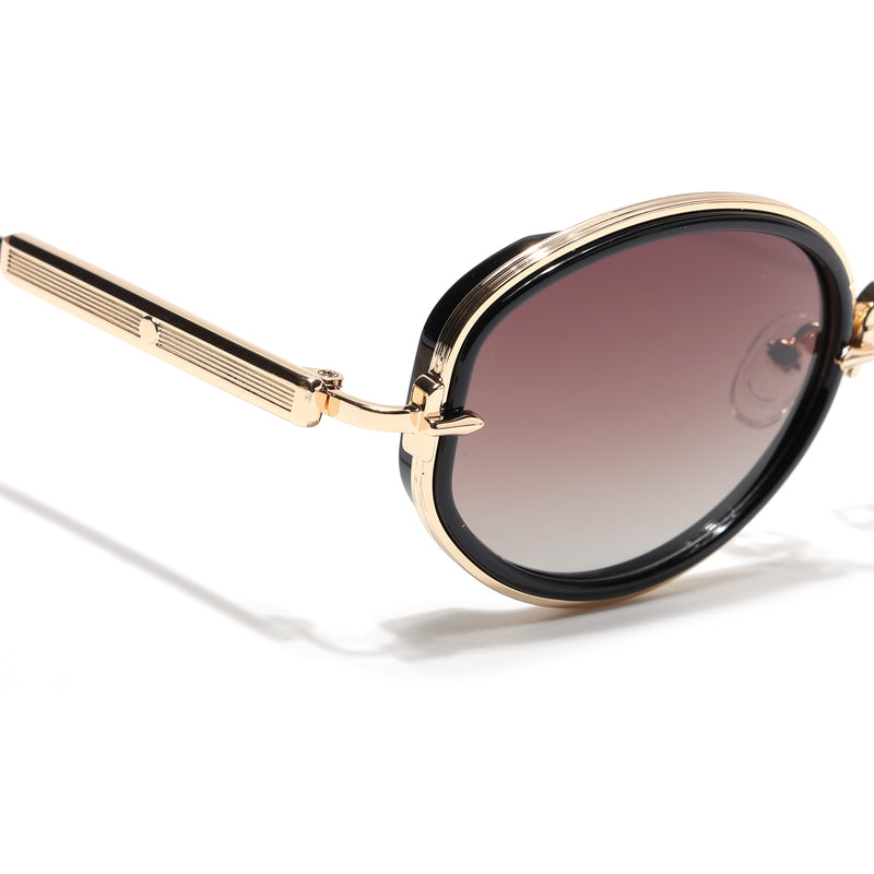 Oval Polarized Sunglasses (Brown Lens | Golden Frame - SLPMG9073)