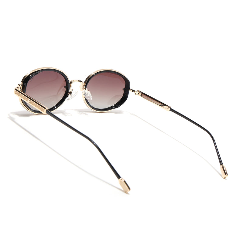 Oval Polarized Sunglasses (Brown Lens | Golden Frame - SLPMG9073)