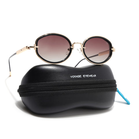 Oval Polarized Sunglasses (Brown Lens | Golden Frame - SLPMG9073)