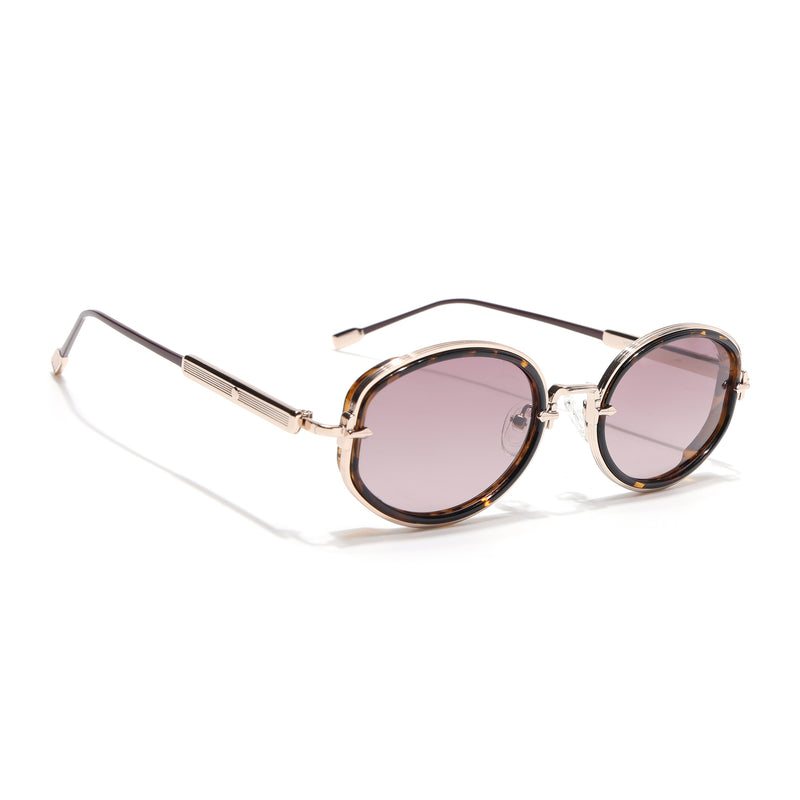 Oval Polarized Sunglasses (Red Lens | Golden Frame - SLPMG9074)