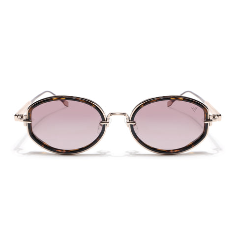 Oval Polarized Sunglasses (Red Lens | Golden Frame - SLPMG9074)