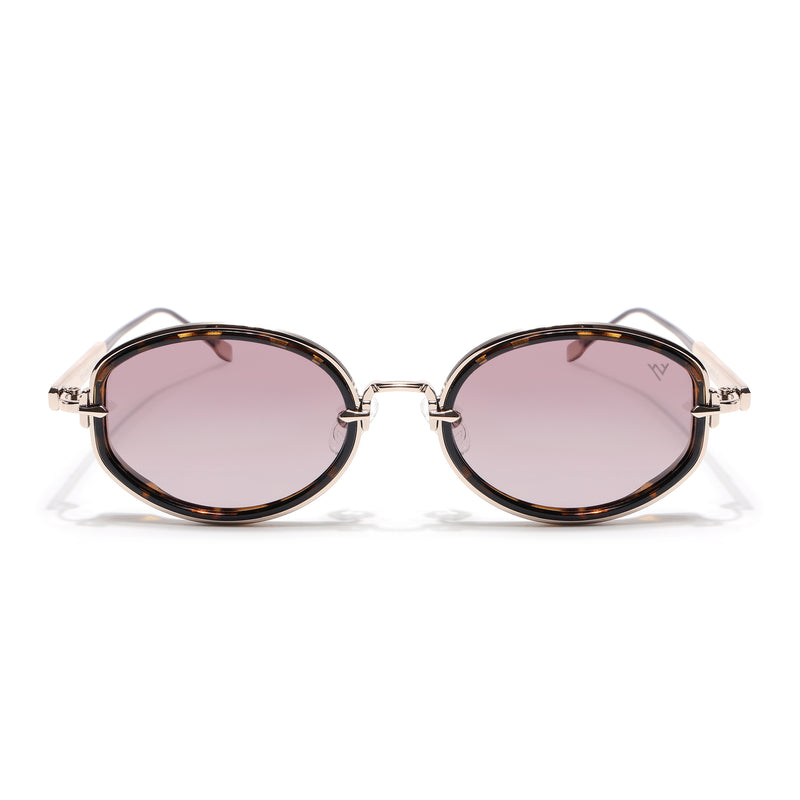 Oval Polarized Sunglasses (Red Lens | Golden Frame - SLPMG9074)