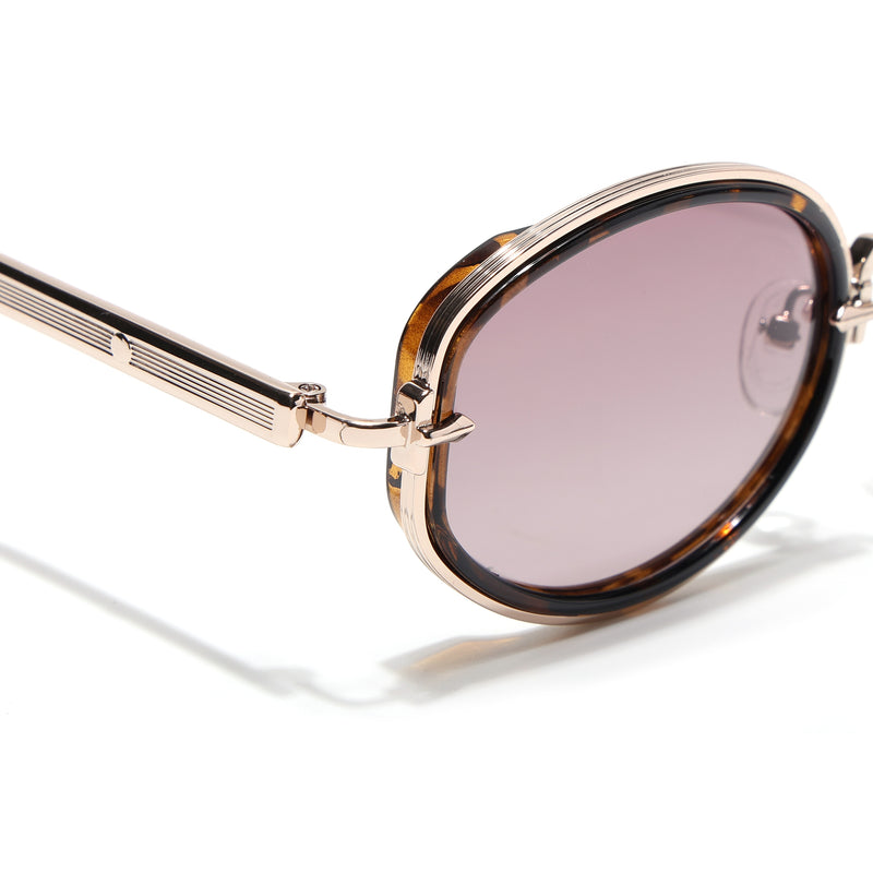 Oval Polarized Sunglasses (Red Lens | Golden Frame - SLPMG9074)
