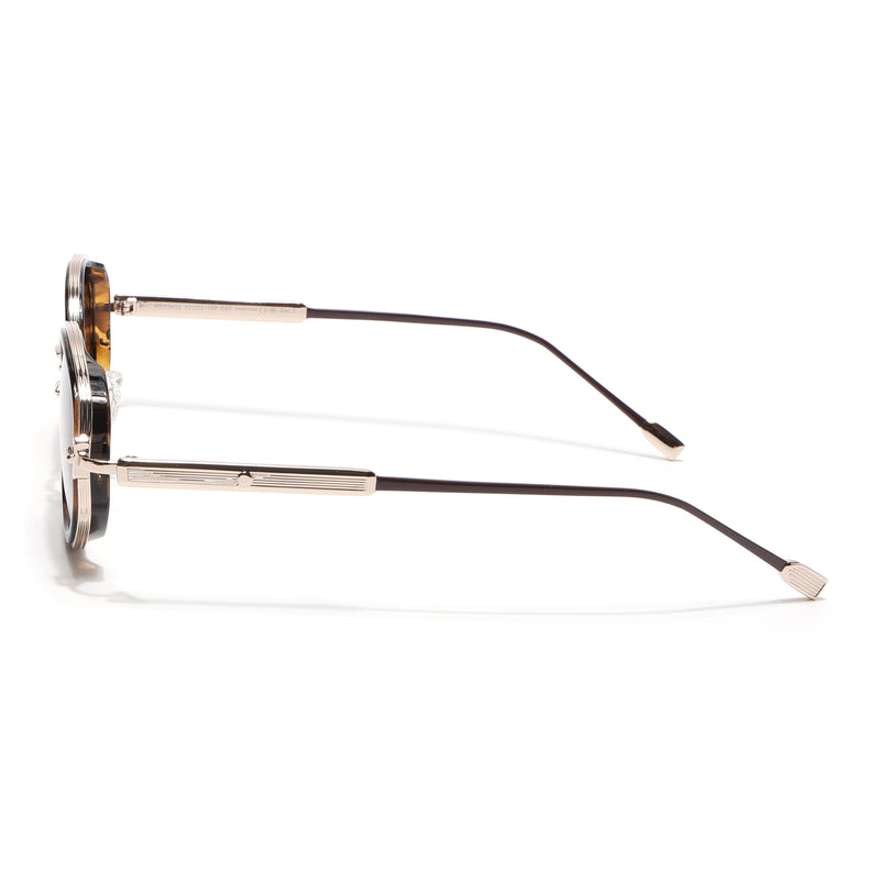 Oval Polarized Sunglasses (Red Lens | Golden Frame - SLPMG9074)