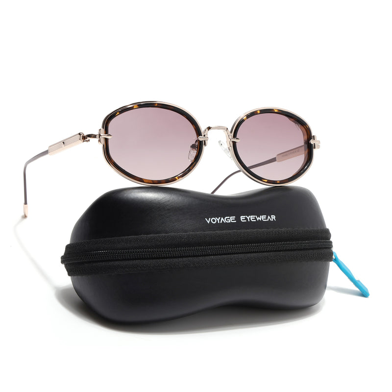 Oval Polarized Sunglasses (Red Lens | Golden Frame - SLPMG9074)