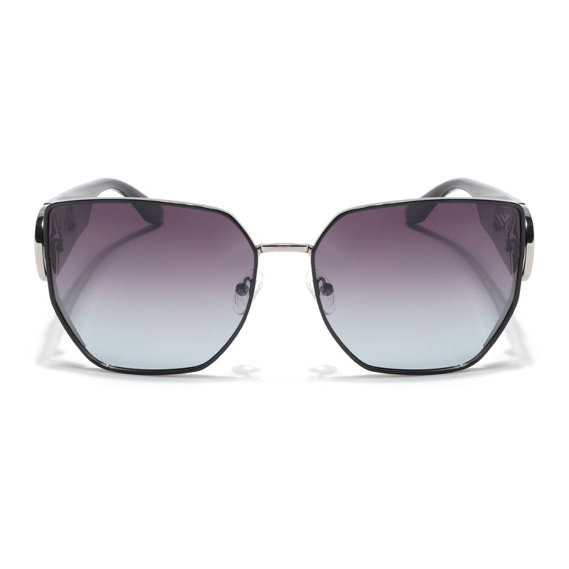 Oversize Polarized Sunglasses (Brown & Grey Lens | Grey Frame - SLPMG9103)