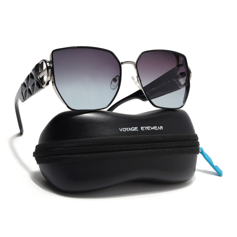 Oversize Polarized Sunglasses (Brown & Grey Lens | Grey Frame - SLPMG9103)