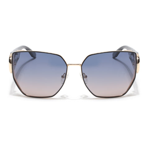 Oversize Polarized Sunglasses (Blue & Brown Lens | Golden Frame - SLPMG9106)