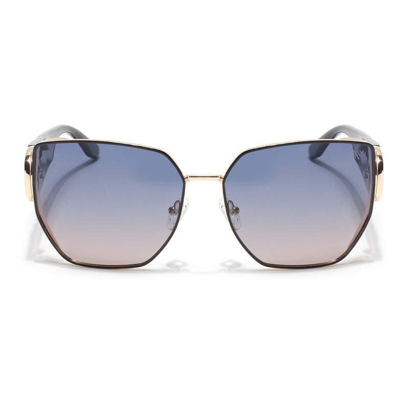 Oversize Polarized Sunglasses (Blue & Brown Lens | Golden Frame - SLPMG9106)