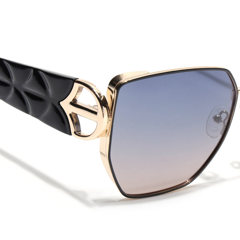 Oversize Polarized Sunglasses (Blue & Brown Lens | Golden Frame - SLPMG9106)